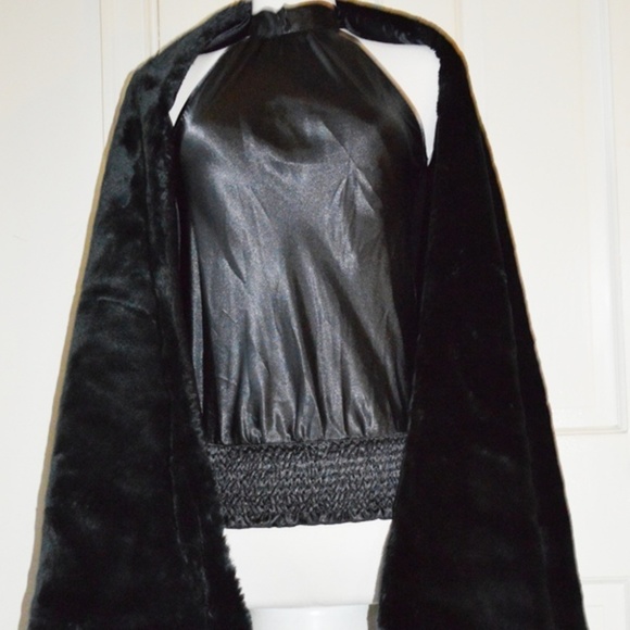 SCARF WRAP ULTRA LONG FAUX FUR VERY SOFT BLACK 8'4'' LONG x 24'' WIDE - Picture 1 of 8